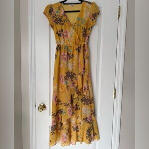 Blush Yellow Floral Maxi Dress
